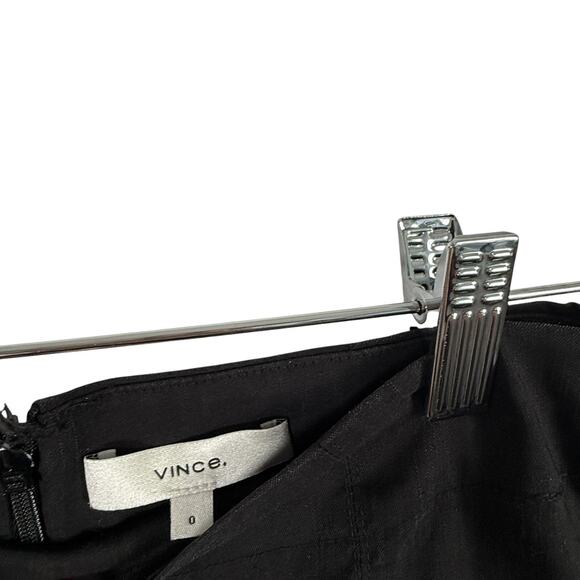 Vince Linen Blend Black Wide Leg Crop Pants Office Career Lagenlook Womens 0 - Picture 4 of 8